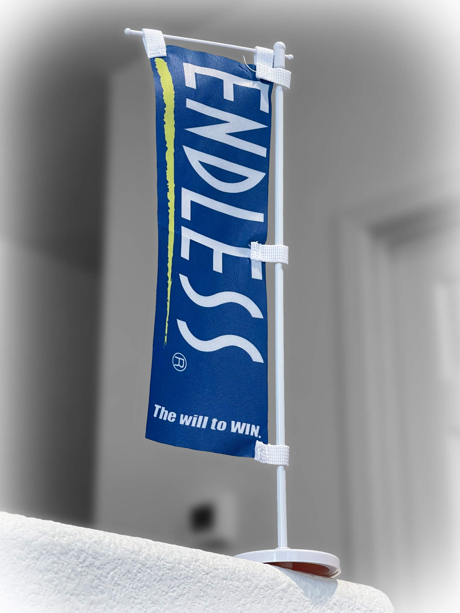 endless brake will to win branded logo mini miniature small nobori flag with pole stand