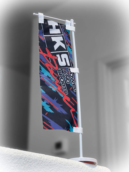 hks power branded logo mini miniature small nobori flag with pole