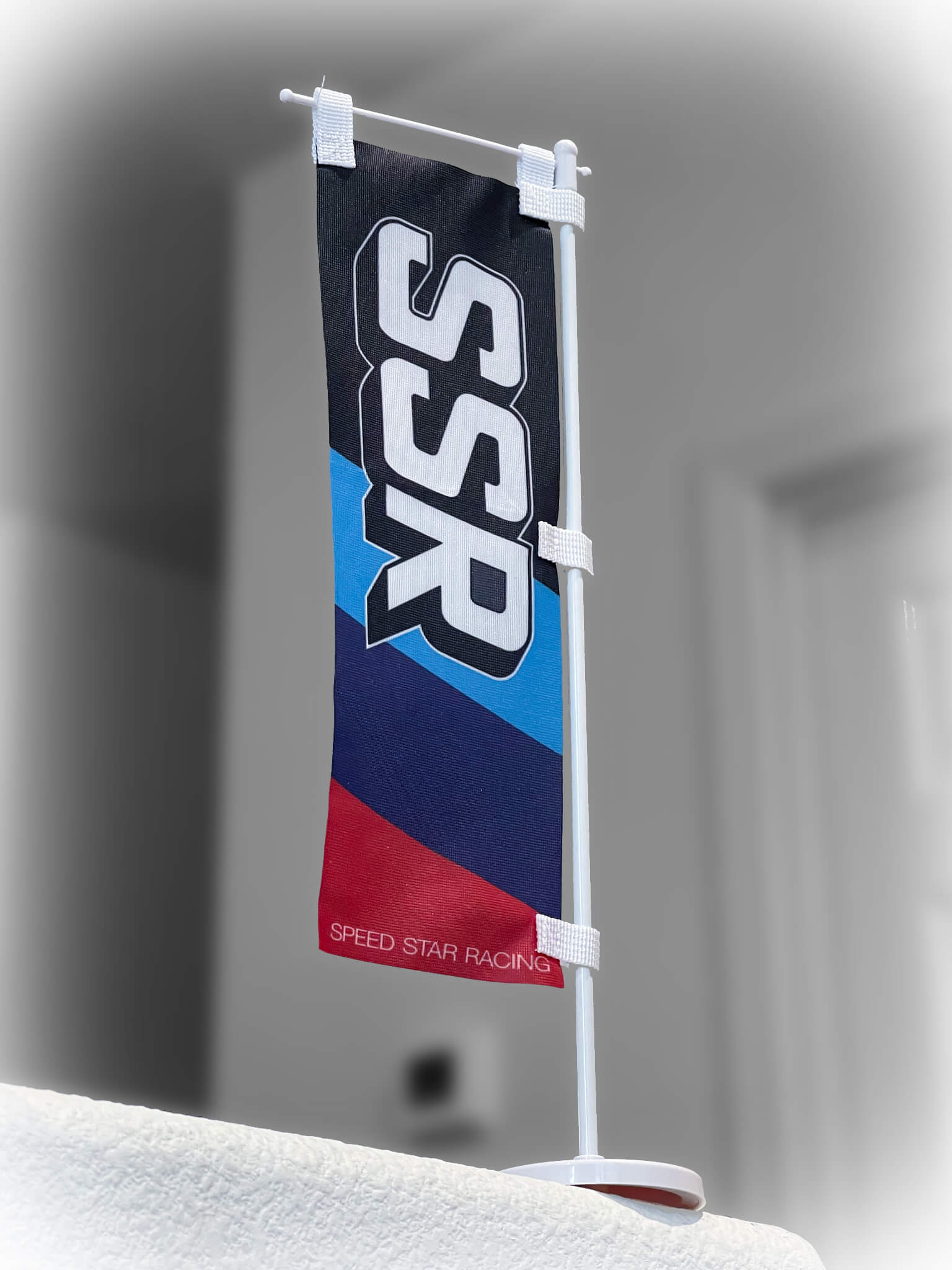 ssr speed star racing wheels branded logo mini miniature small nobori flag with pole stand