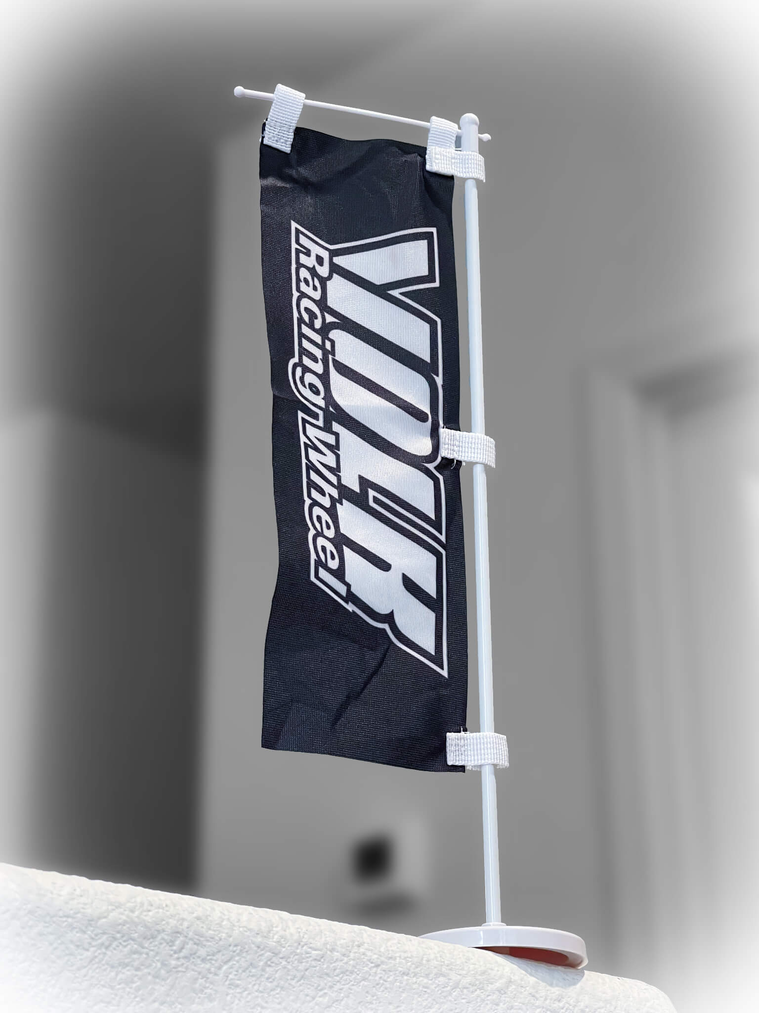 volk racing wheels black branded logo mini miniature small nobori flag with pole stand